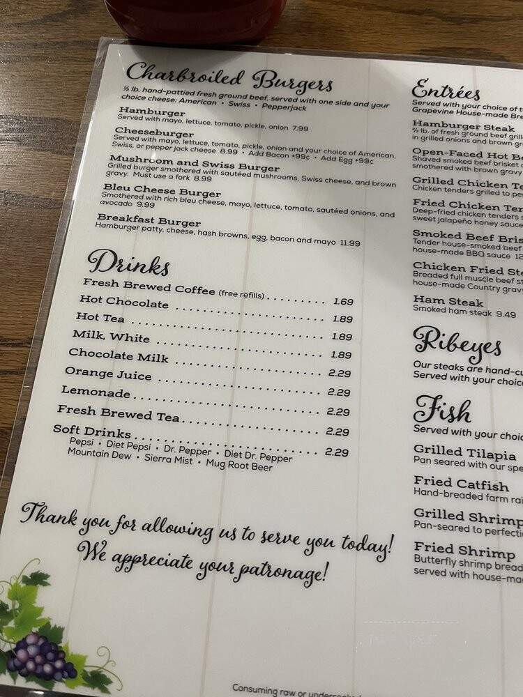 Grapevine Restaurant - Paris, AR menu_pic