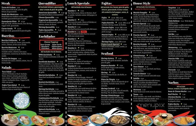 Maria's Mexican Restaurant - Fort Smith, AR menu_pic