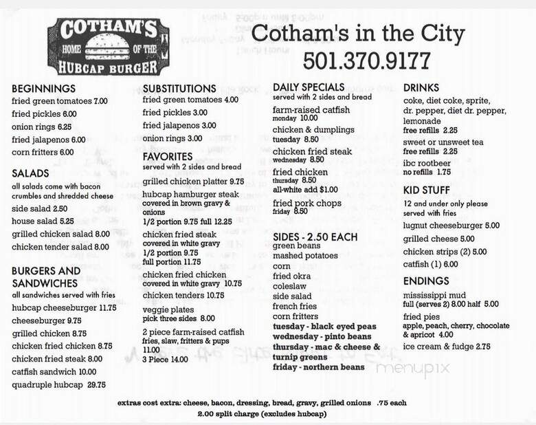 Cotham's In The City - Little Rock, AR menu_pic