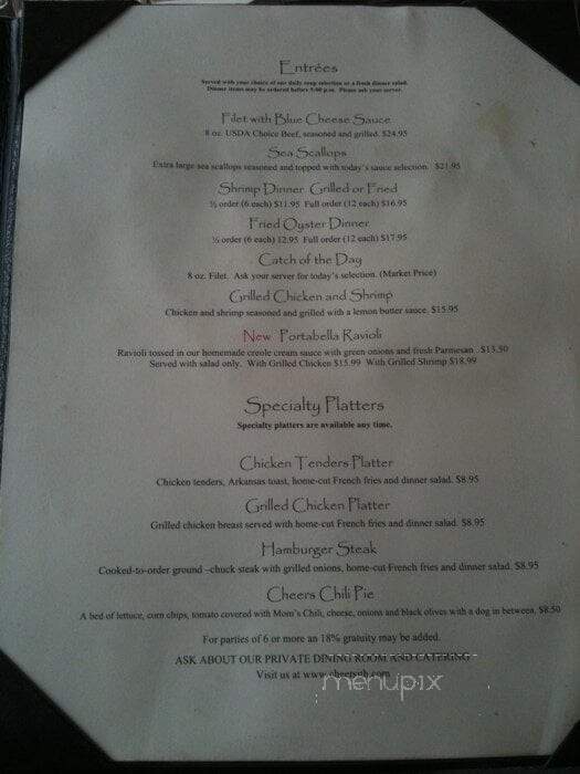 Cheers - Little Rock, AR menu_pic