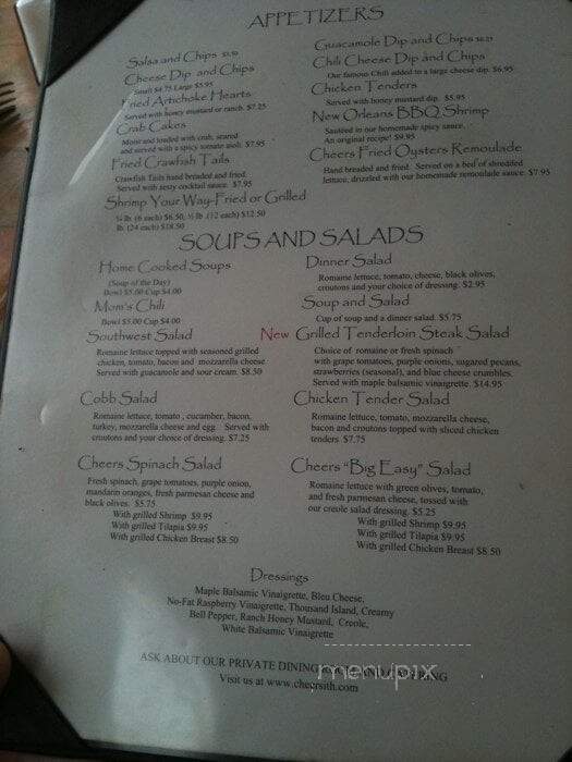 Cheers - Little Rock, AR menu_pic