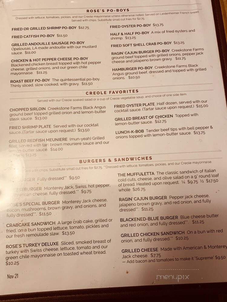 Faded Rose Restaurant - Little Rock, AR menu_pic