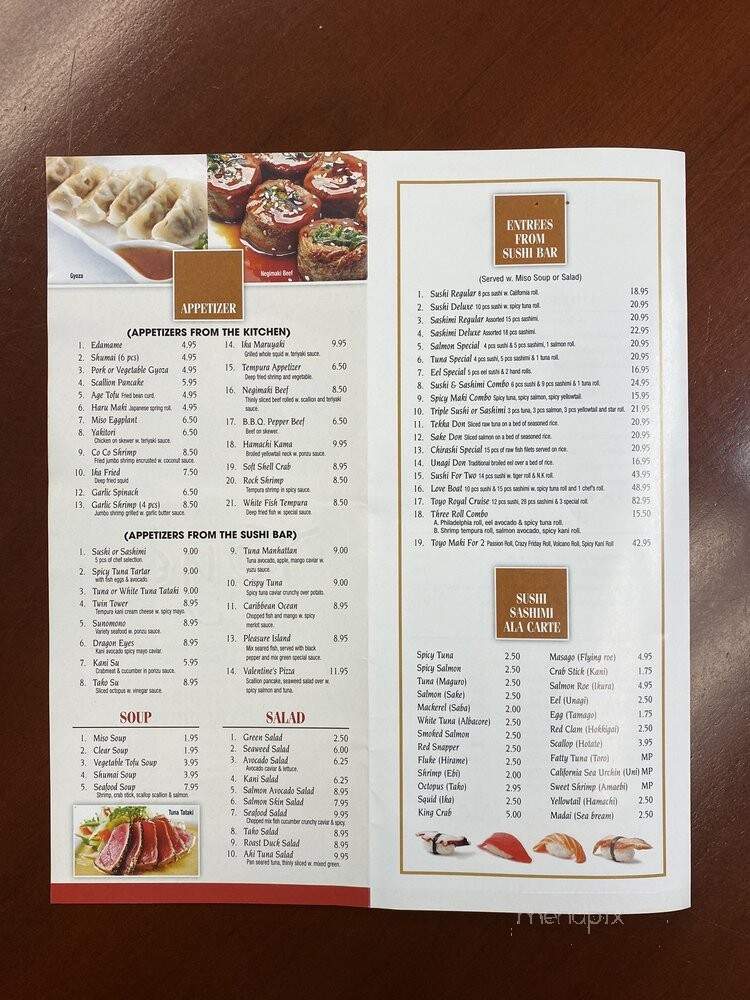 Toyo Japanese Restaurant - San Francisco, CA menu_pic