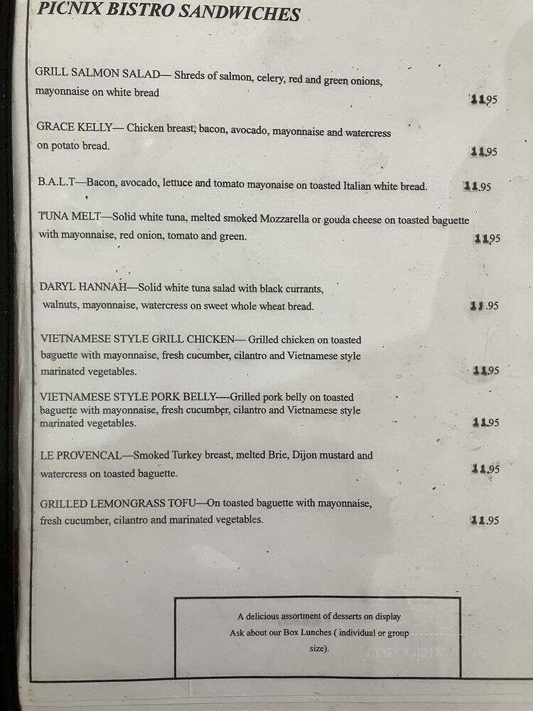 Picnix Bistro & Carry Out - San Francisco, CA menu_pic
