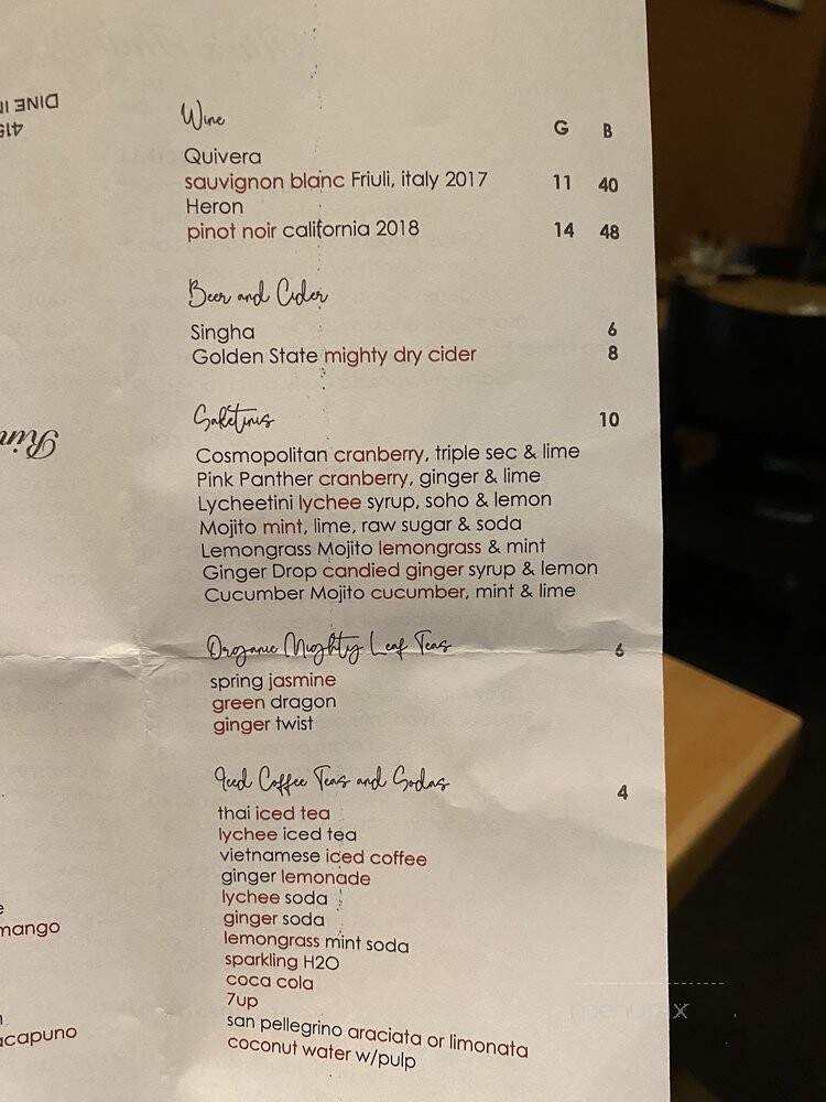 Rin's Thai Restaurant - San Francisco, CA menu_pic