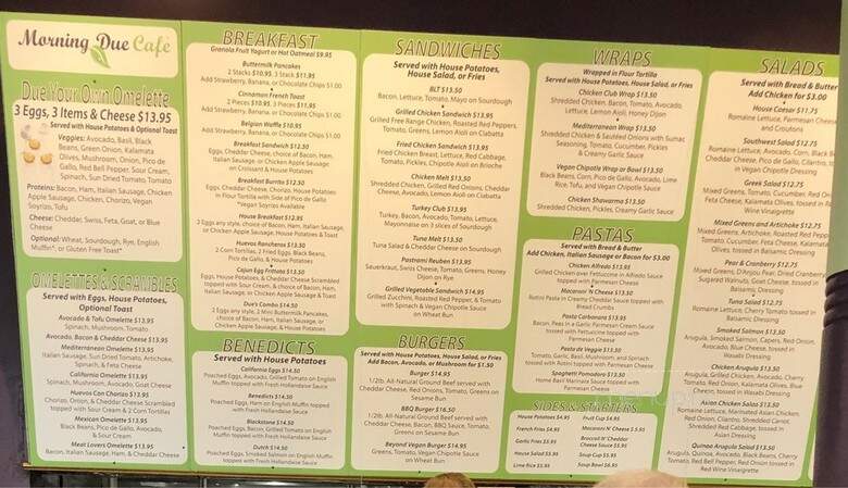 Morning Due Cafe - San Francisco, CA menu_pic