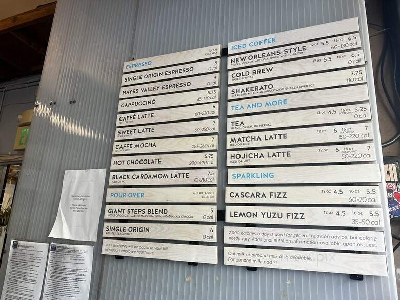 Blue Bottle Coffee Kiosk - San Francisco, CA menu_pic