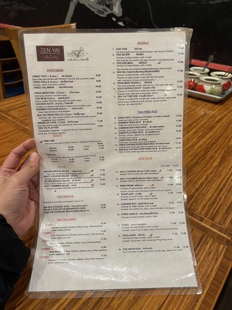 Zenya Thai Restaurant - San Francisco, CA menu_pic