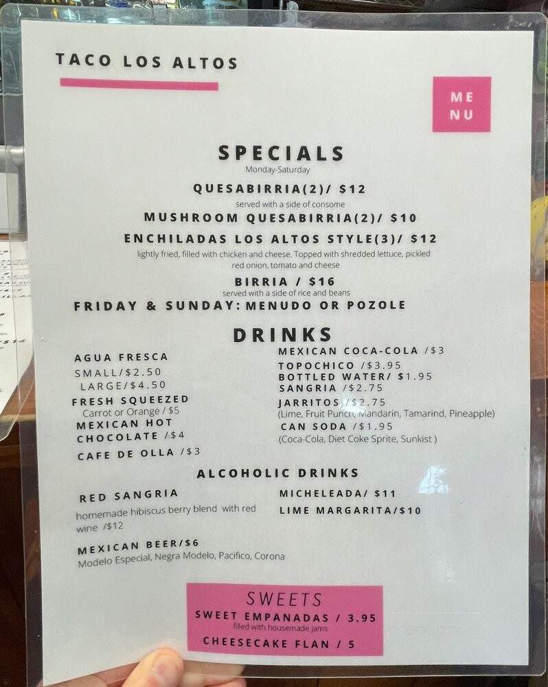 Taco Los Altos - San Francisco, CA menu_pic