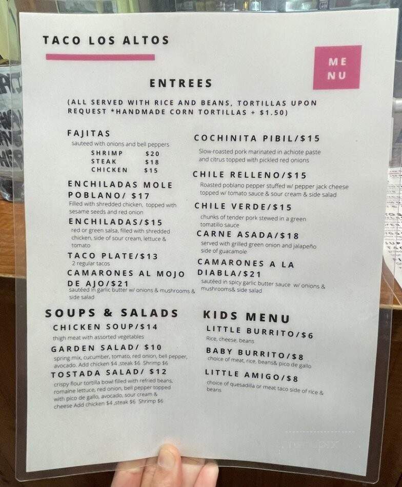 Taco Los Altos - San Francisco, CA menu_pic