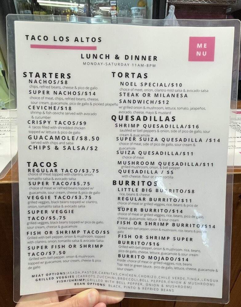 Taco Los Altos - San Francisco, CA menu_pic