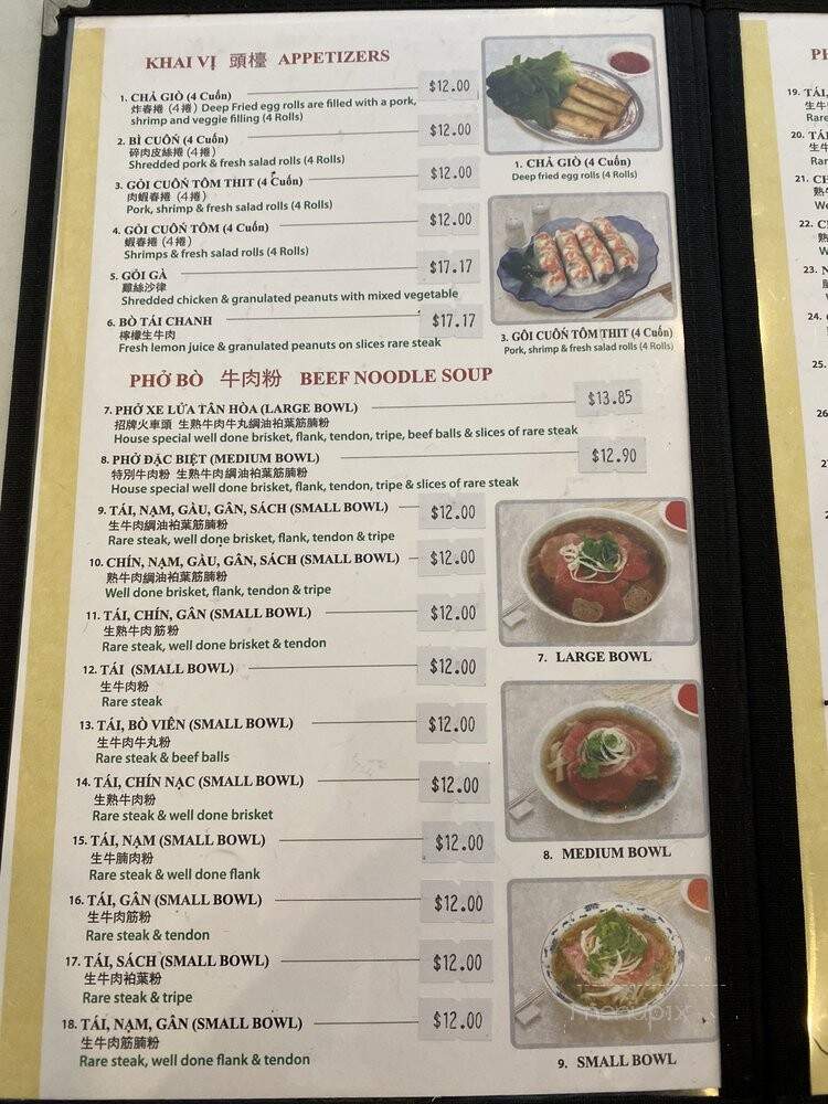 Pho Tan Hoa - San Francisco, CA menu_pic