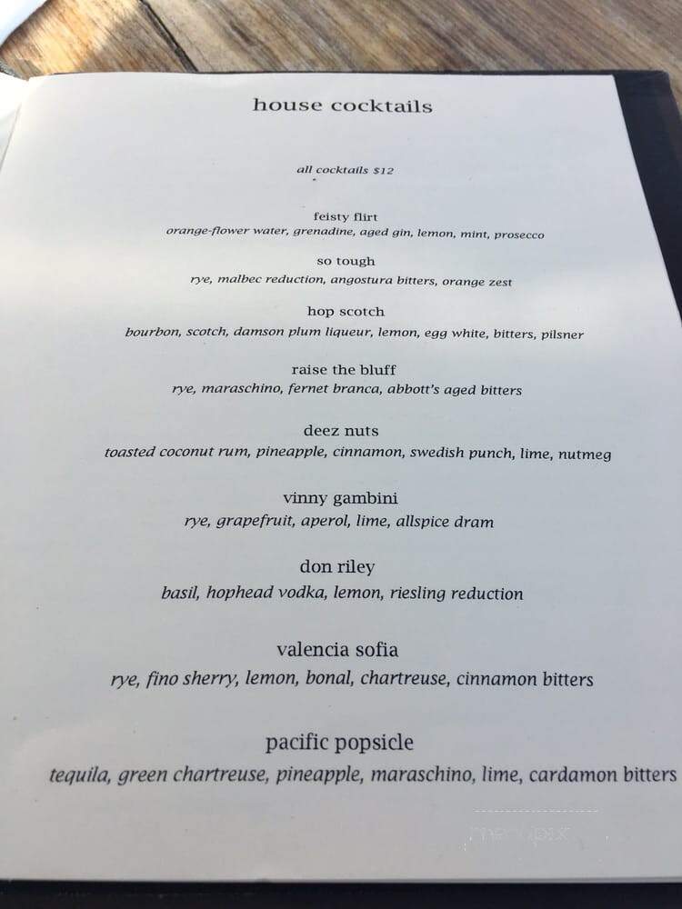 B Restaurant & Bar - San Francisco, CA menu_pic