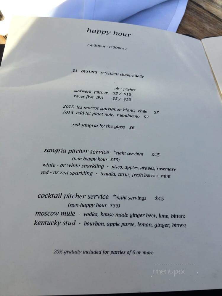 B Restaurant & Bar - San Francisco, CA menu_pic