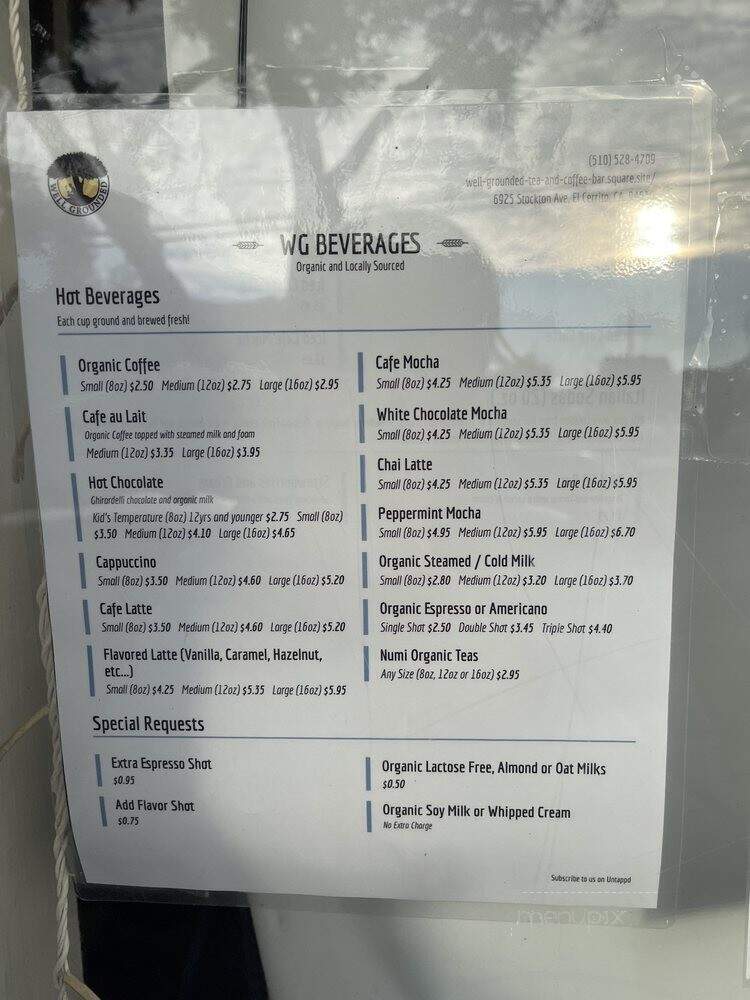 Well Grounded - El Cerrito, CA menu_pic