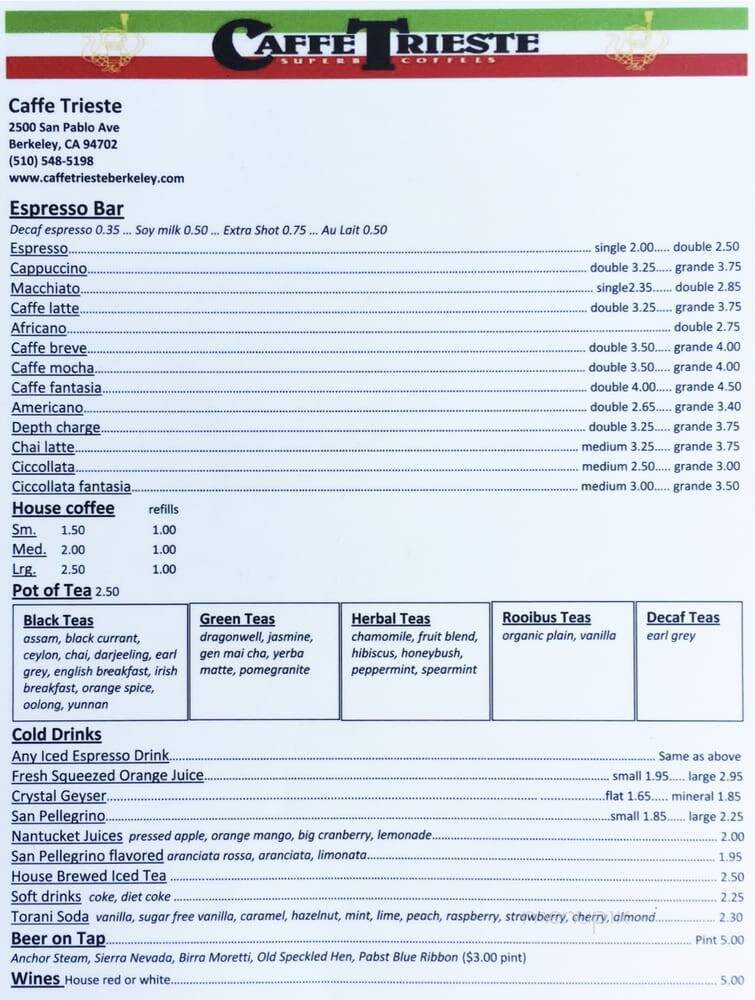Coffee Dealers Retail - Berkeley, CA menu_pic