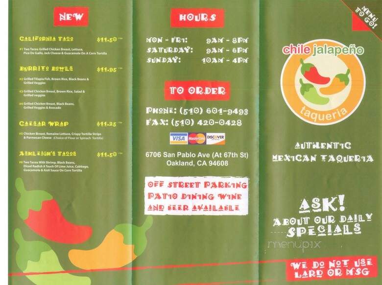 Chile Jalapenos - Oakland, CA menu_pic