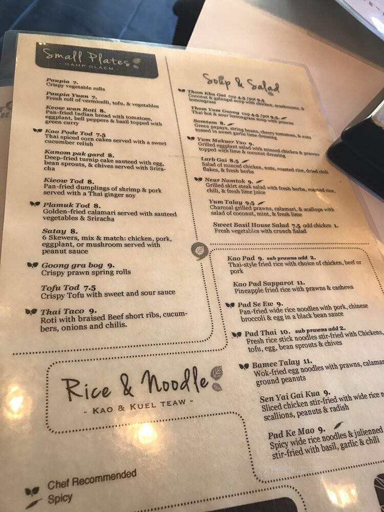 Sweet Basil Thai Cuisine - Berkeley, CA menu_pic
