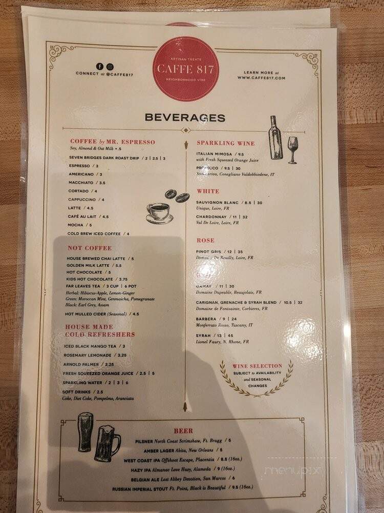 Cafe 817 - Oakland, CA menu_pic