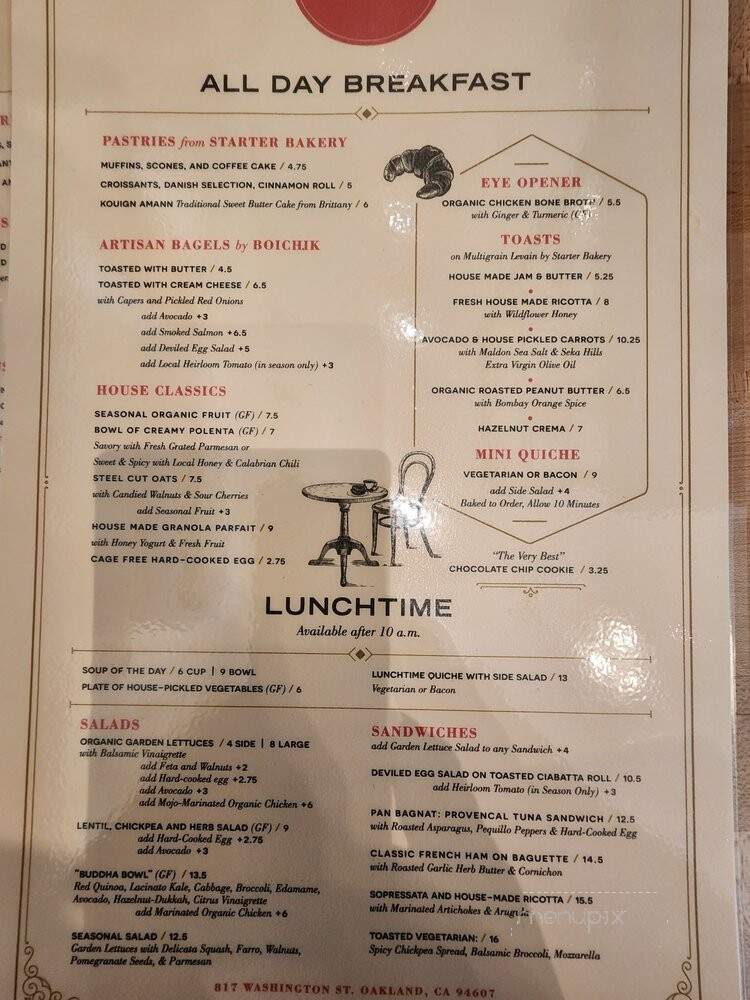 Cafe 817 - Oakland, CA menu_pic