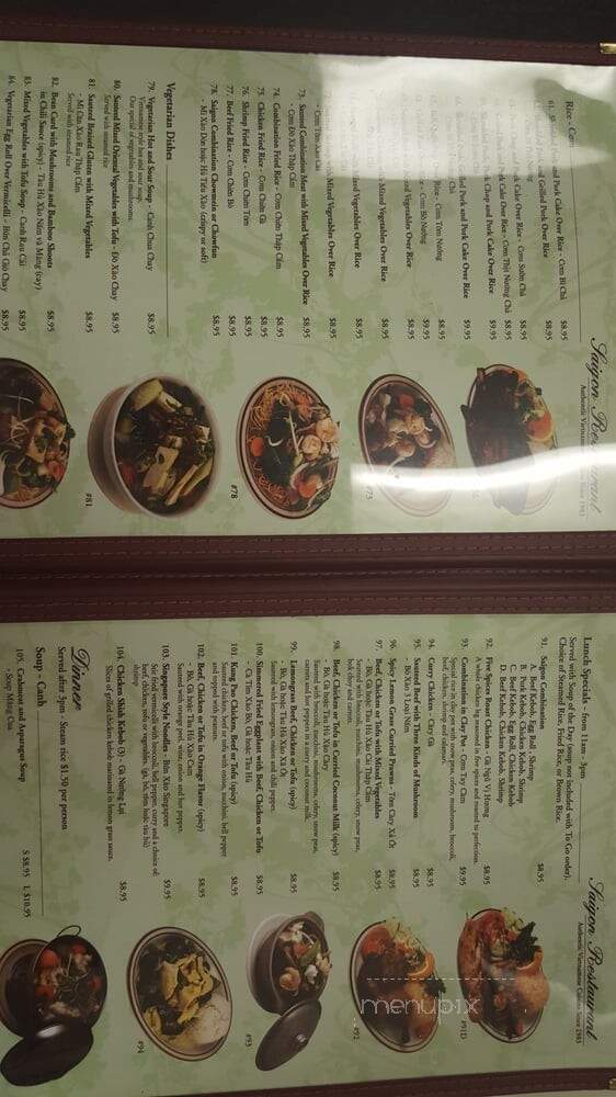 Saigon Restaurant - Oakland, CA menu_pic
