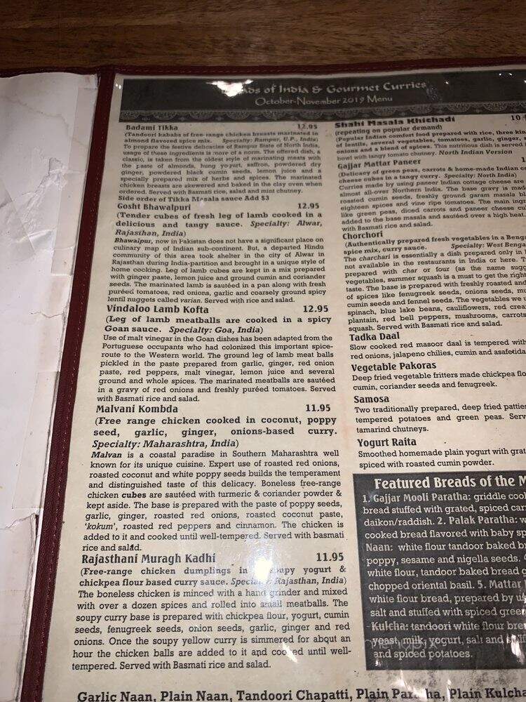 Breads Of India & Gourmet - Berkeley, CA menu_pic