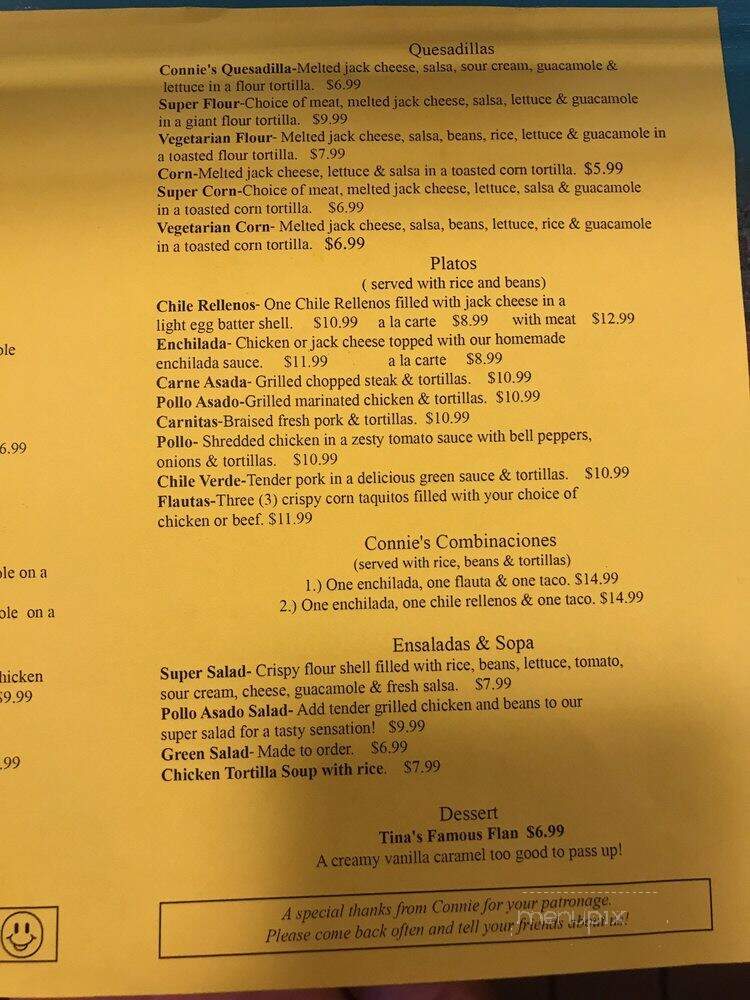 Connie's Cantina - Oakland, CA menu_pic