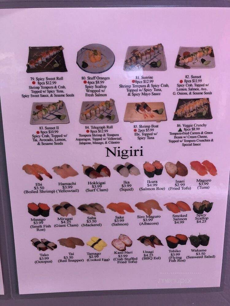 Tako Sushi - Berkeley, CA menu_pic
