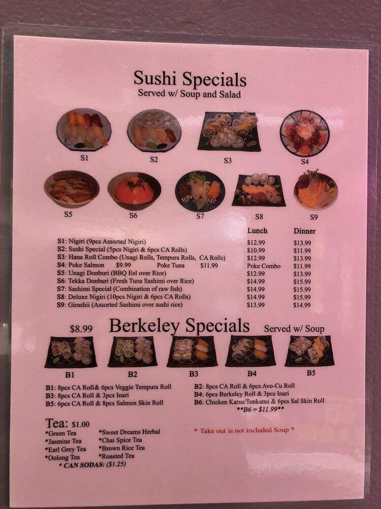 Tako Sushi - Berkeley, CA menu_pic