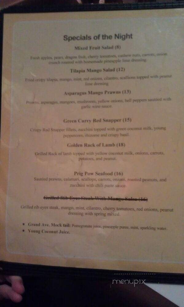 Grand Avenue Thai Cuisine - Oakland, CA menu_pic