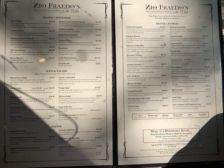 Zio Fraedo's Of Vallejo - Vallejo, CA menu_pic