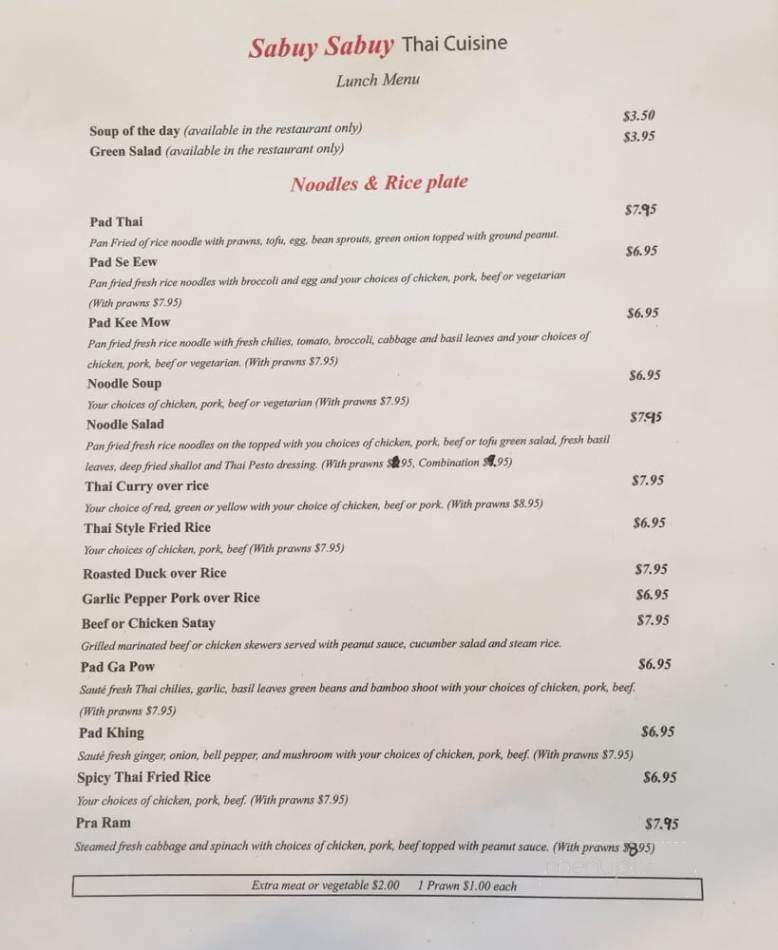 Sabuy Sabuy Thai Cuisine - Oakland, CA menu_pic