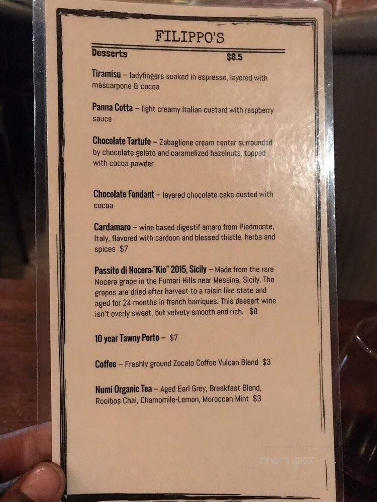 Filippo's - Oakland, CA menu_pic