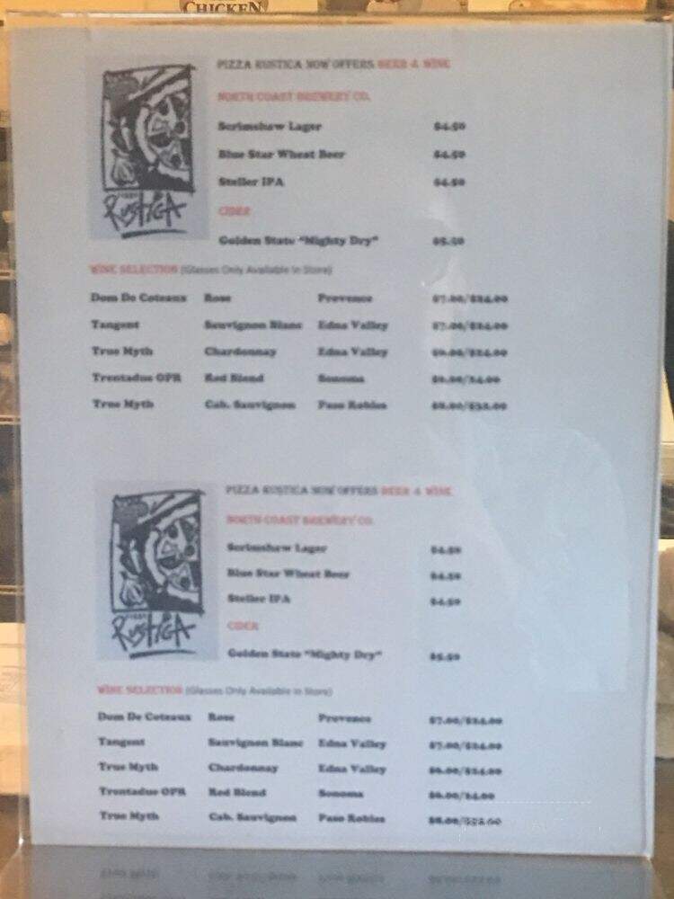 Pizza Rustica - Oakland, CA menu_pic