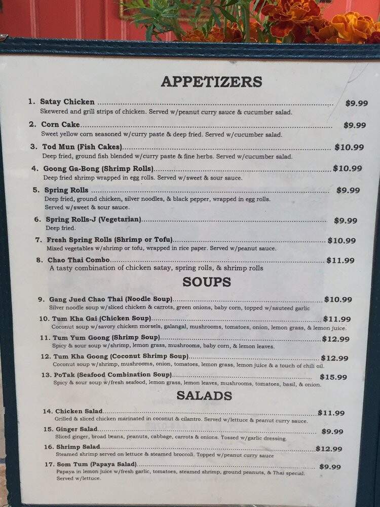 Chao Thai Cuisine - Oakland, CA menu_pic