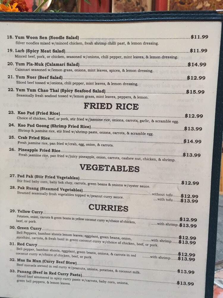 Chao Thai Cuisine - Oakland, CA menu_pic