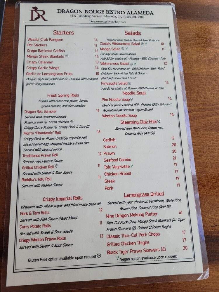 Dragon Rouge - Alameda, CA menu_pic