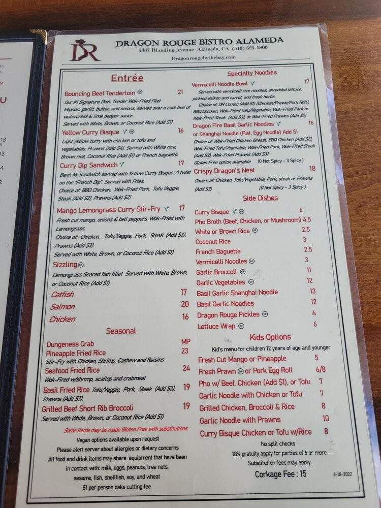 Dragon Rouge - Alameda, CA menu_pic