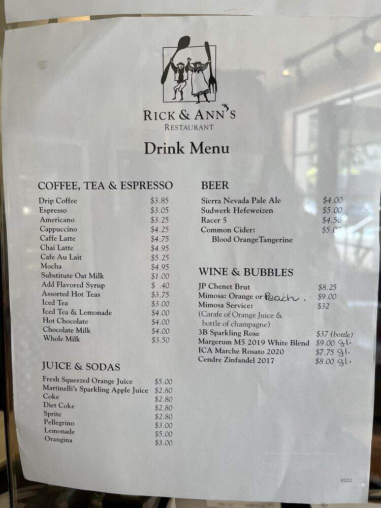 Rick & Ann's Restaurant - Berkeley, CA menu_pic