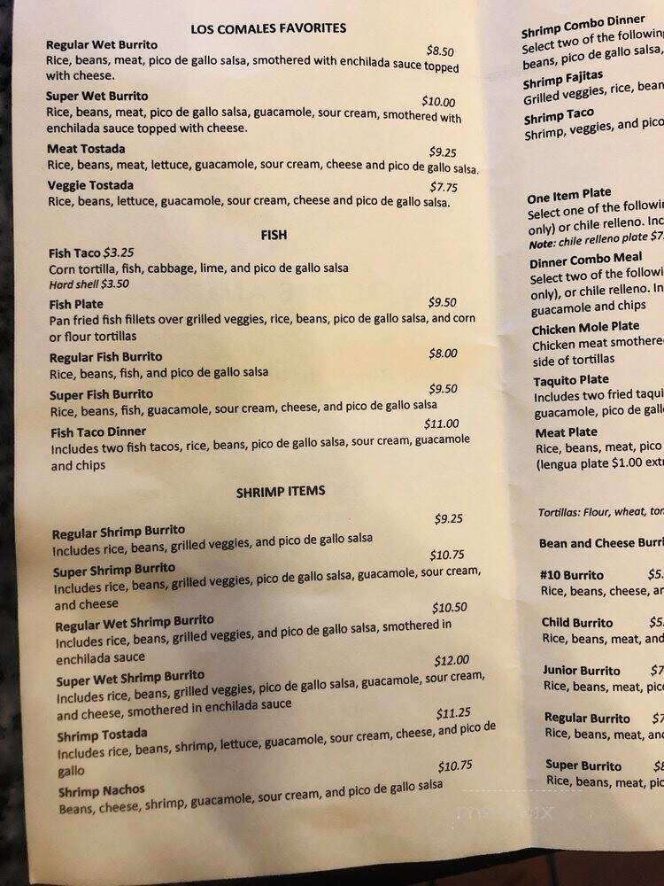 Taqueria Los Comales - Oakland, CA menu_pic