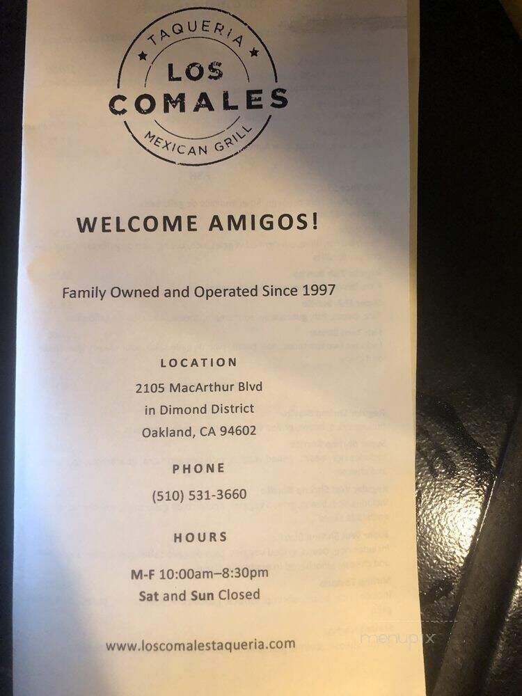 Taqueria Los Comales - Oakland, CA menu_pic