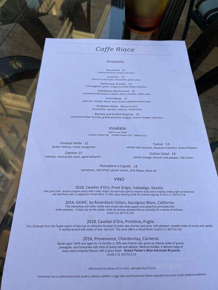 Caffe Riace Ristorante Italian - Palo Alto, CA menu_pic