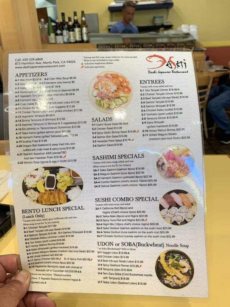Dashi Japanese Restaurant - Menlo Park, CA menu_pic