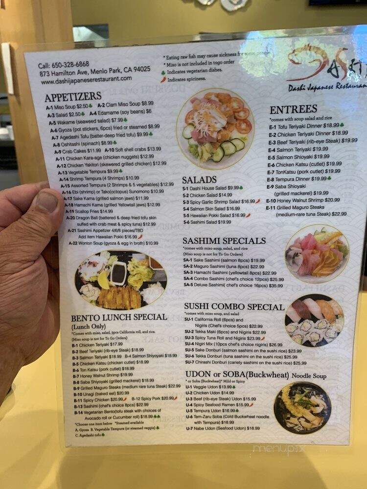 Dashi Japanese Restaurant - Menlo Park, CA menu_pic
