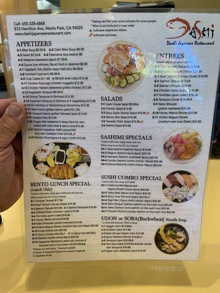 Dashi Japanese Restaurant - Menlo Park, CA menu_pic