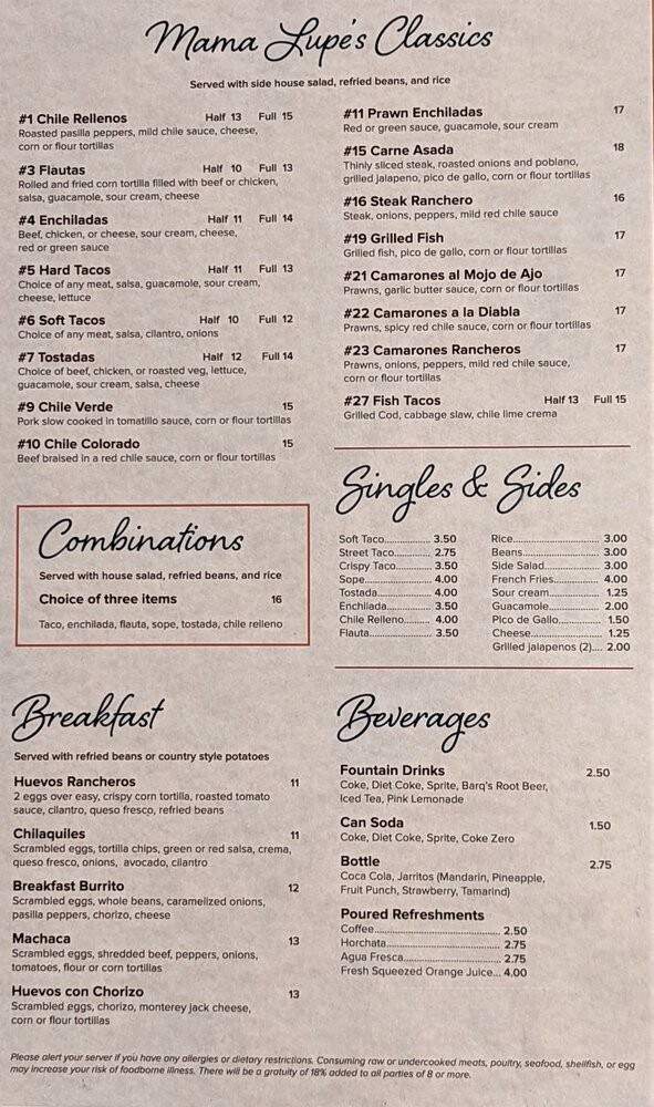 Mama Lupe's Cosina Mexican - San Leandro, CA menu_pic