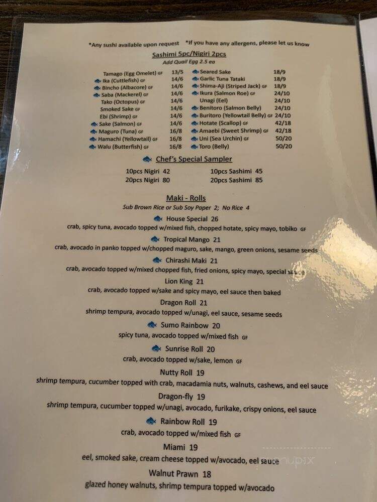 Sumo Japanese Restaurant - Los Altos, CA menu_pic