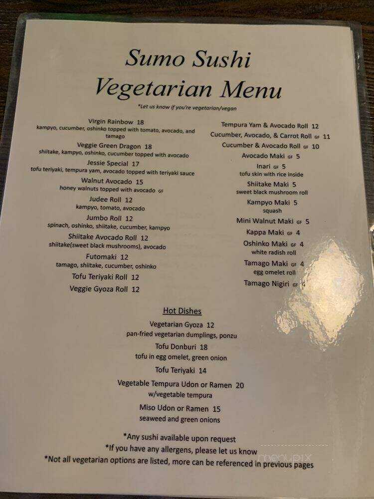 Sumo Japanese Restaurant - Los Altos, CA menu_pic