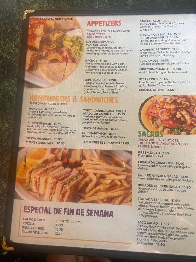 Los Dos Hermanos - Hayward, CA menu_pic