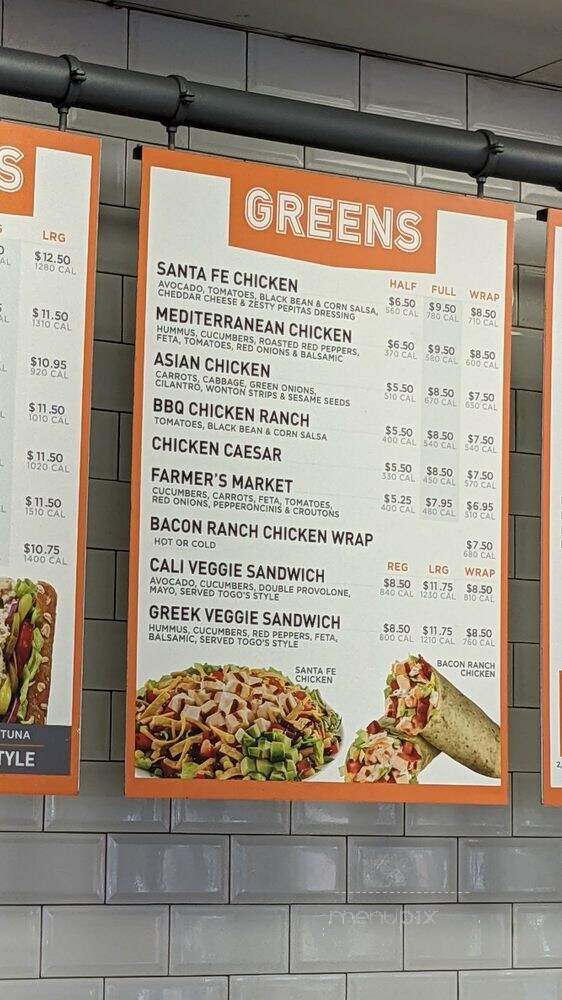 Togo's - Fremont, CA menu_pic
